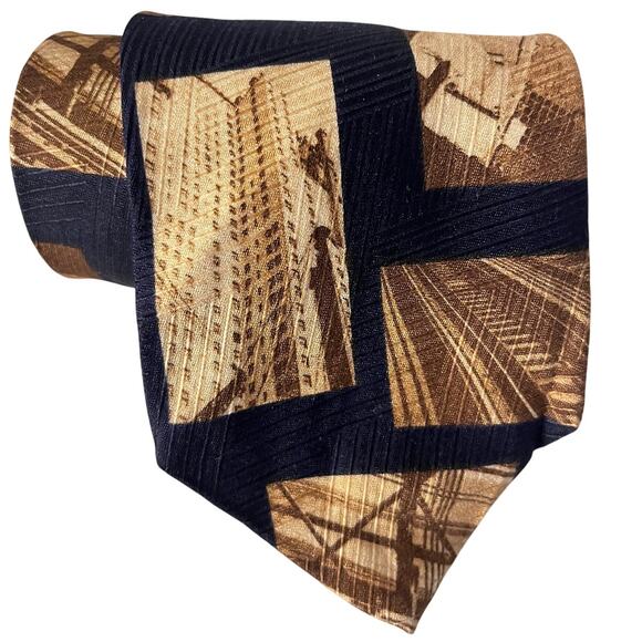 Vintage Metropolitan Museum of Art Silk Tie Abstract Architectural Pattern - Picture 1 of 10